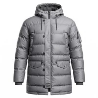 Reflektif Kapşonlu Erkek Kışlık Puffer Parka Ceket