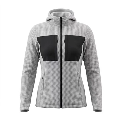 Outdoor Waffle Knit Hooded Mid Layer Jacket